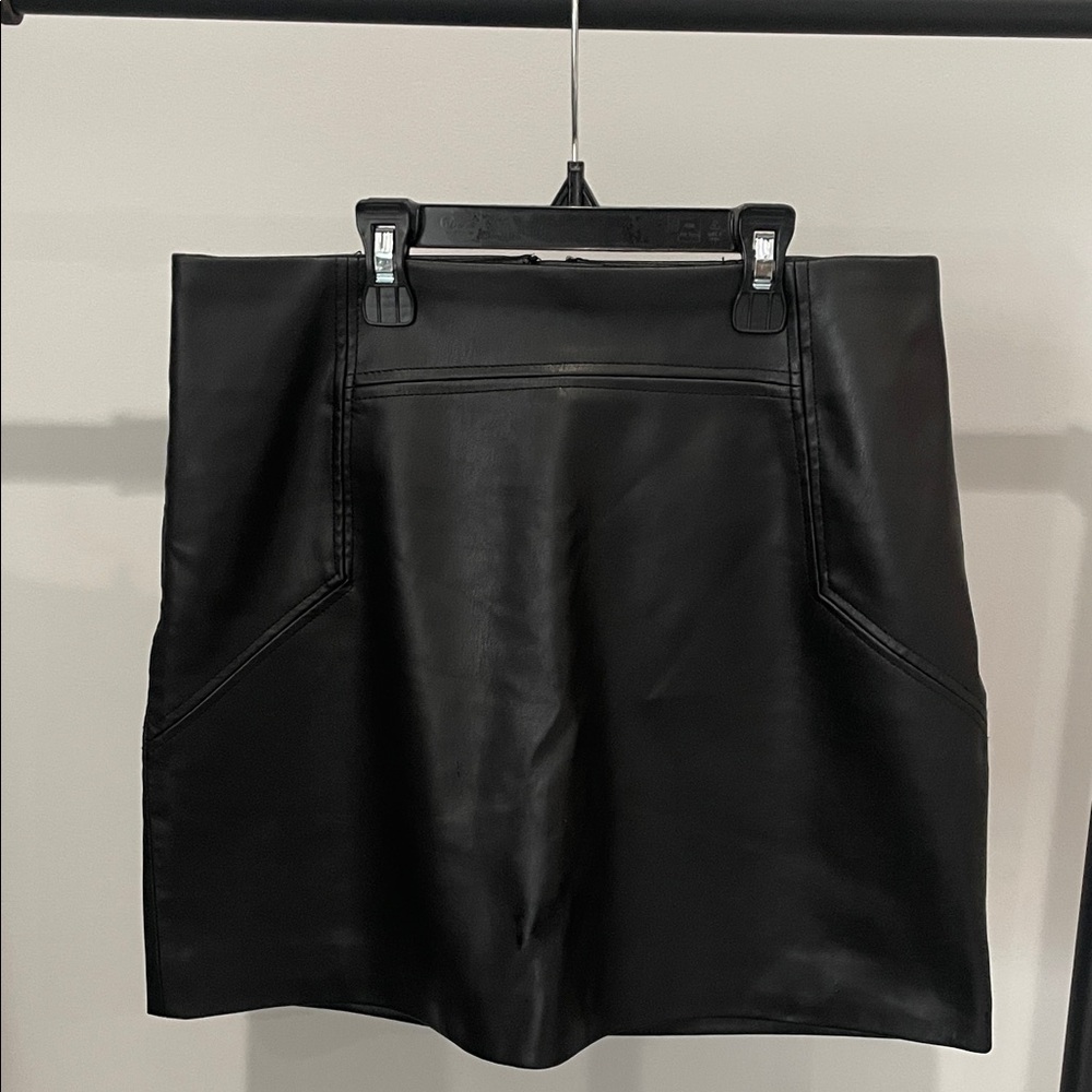 H&M Black Leather Mini Skirt